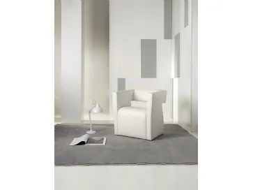 small armchair in white leather
