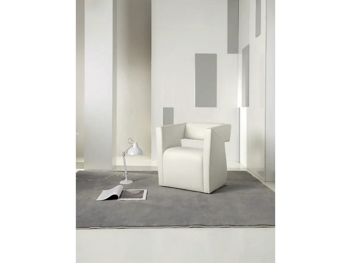 small armchair in white leather