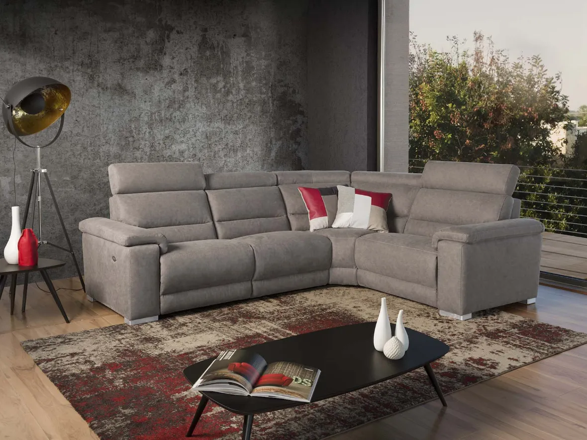 gray leather sofa